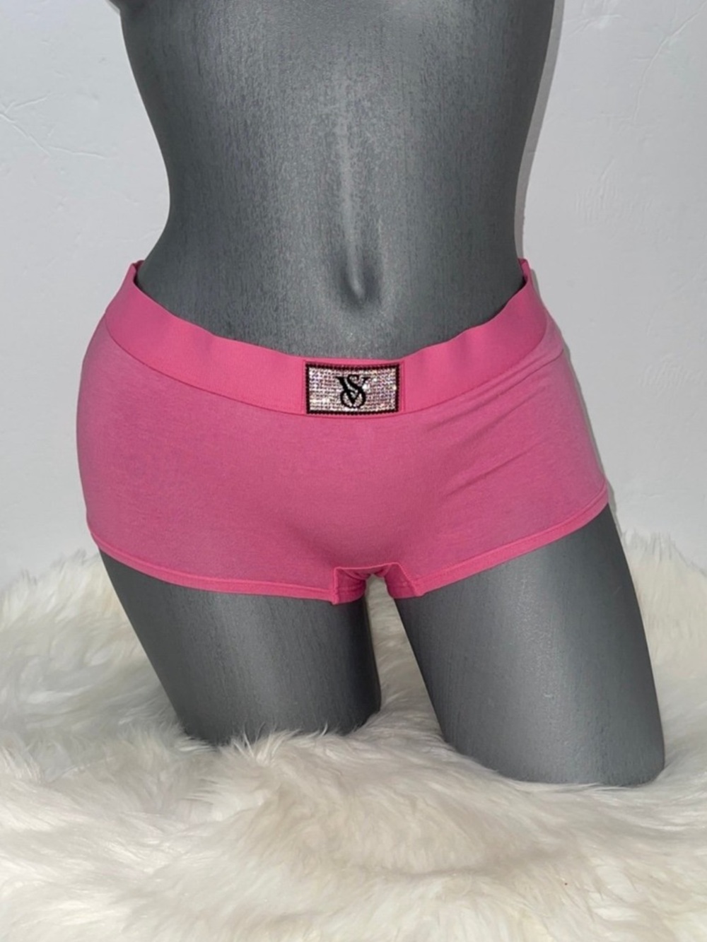 Victoria’s Secret Logo Cotton Shine Patch Boyshort Panty Underwear. NWT